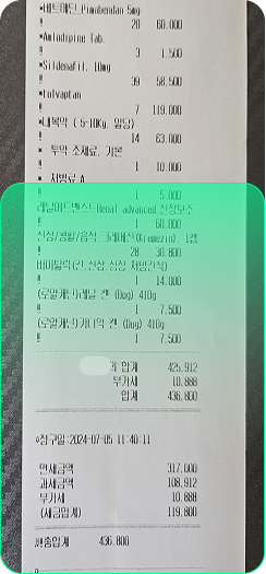 진료 영수증 예시 1